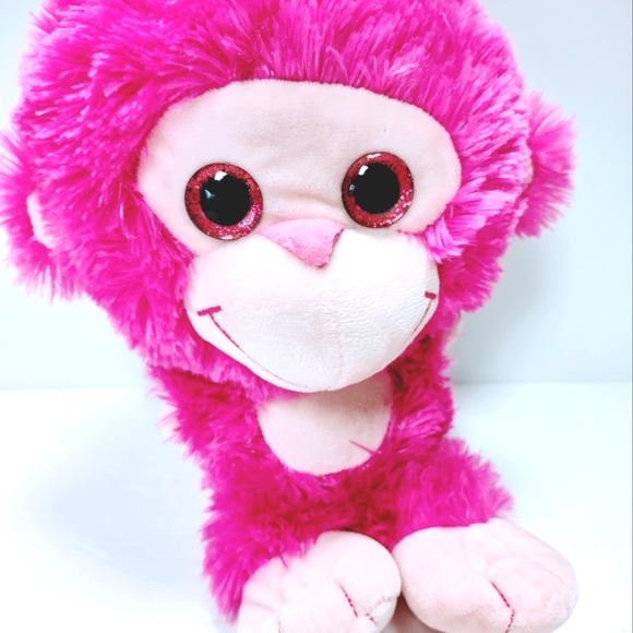 BJ Toy Pink 12" Stuffed Monkey Plush Toy Collectible - Picture 3 of 8